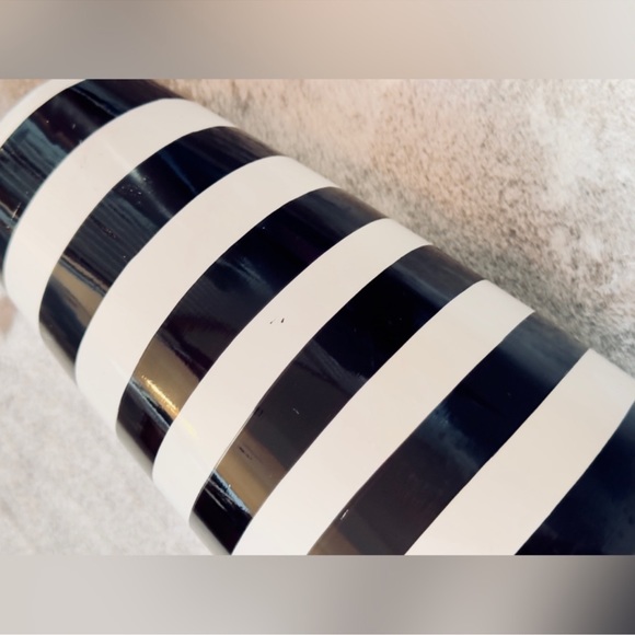 16” TALL XL LARGE Black & White Stripe Vase - Maximalist Stripes Decor - Picture 7 of 13